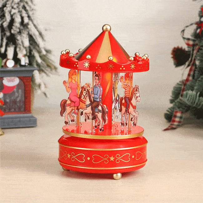 Custom Portrait Carousel Music Box Ornament Family Member Desktop Decoration Gift For Family - namenecklace