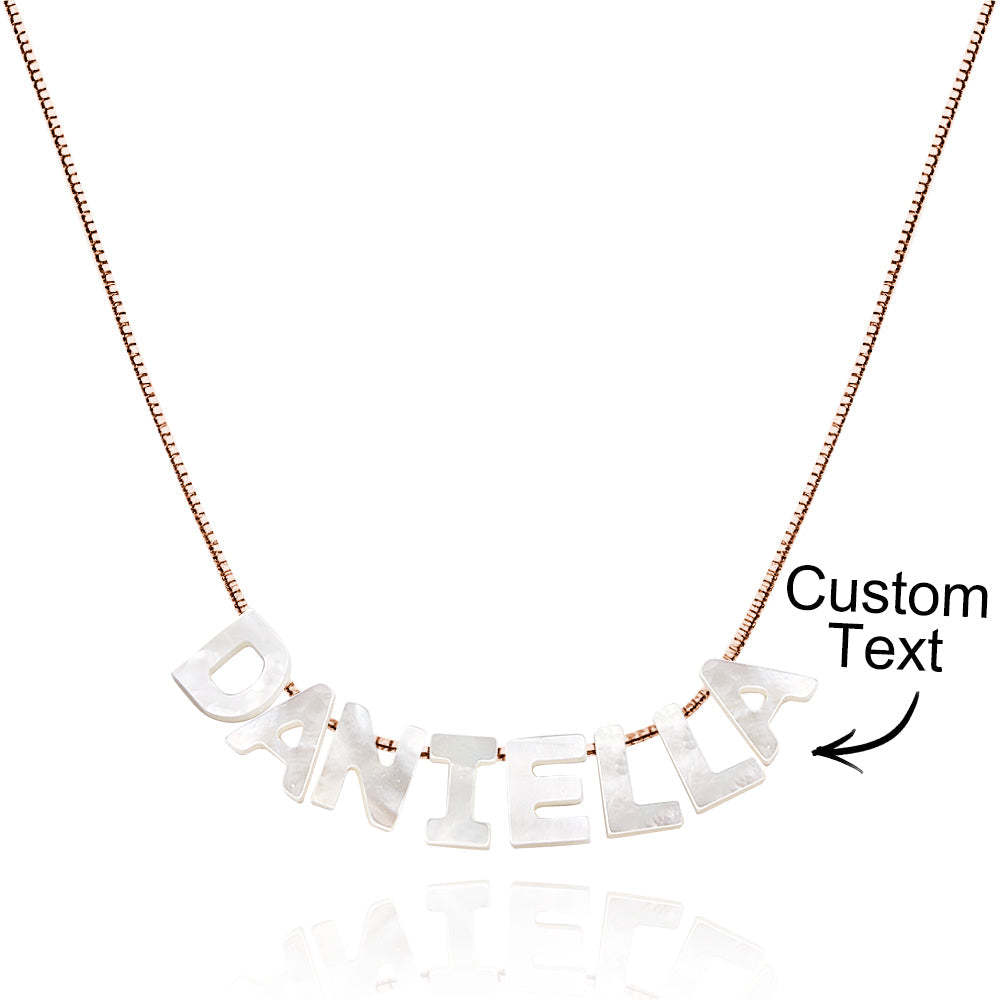 Mother of Pearl Name Necklace Custom Name Silver Necklace - NameNecklace