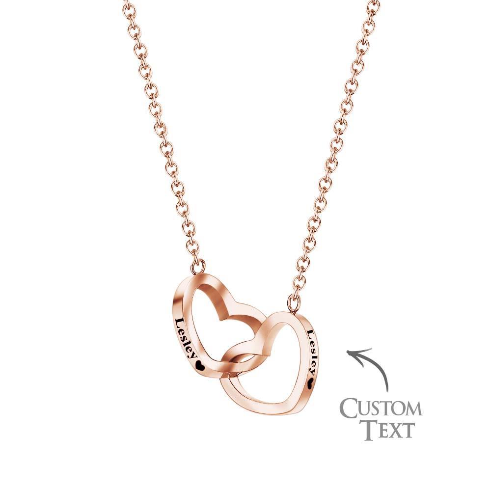 Custom Engraved Necklace Two Hearts Personalized Names Gift for Couples - NameNecklace