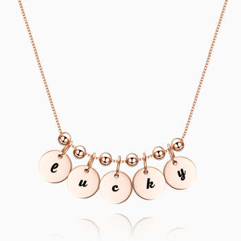 Engraved Initial Necklace Rose Gold Plated Silver