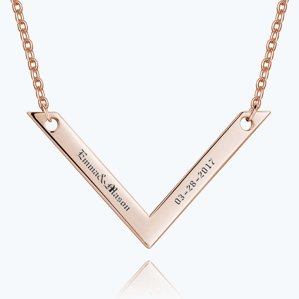 Engraved Bar Necklace Rose Gold Plated Silver