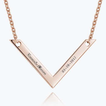 Engraved Bar Necklace Rose Gold Plated Silver