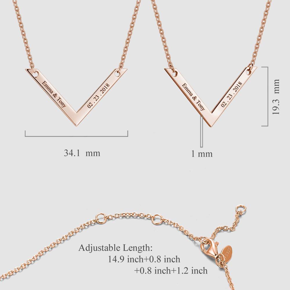 Engraved Bar Necklace Rose Gold Plated Silver