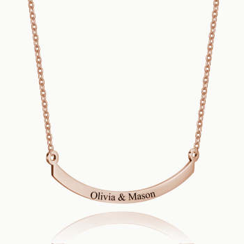 Engraved Bar Necklace Rose Gold Plated Silver