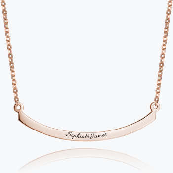 Engraved Bar Necklace Rose Gold Plated Silver