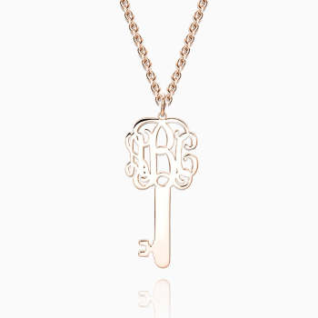Key Monogram Necklace Rose Gold Plated Silver