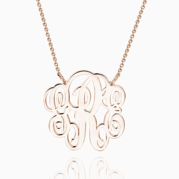 Small Fancy Monogram Necklace Rose Gold Plated Silver