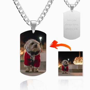 Men's Stainless Steel Dog Tag Photo Pendant For Him
