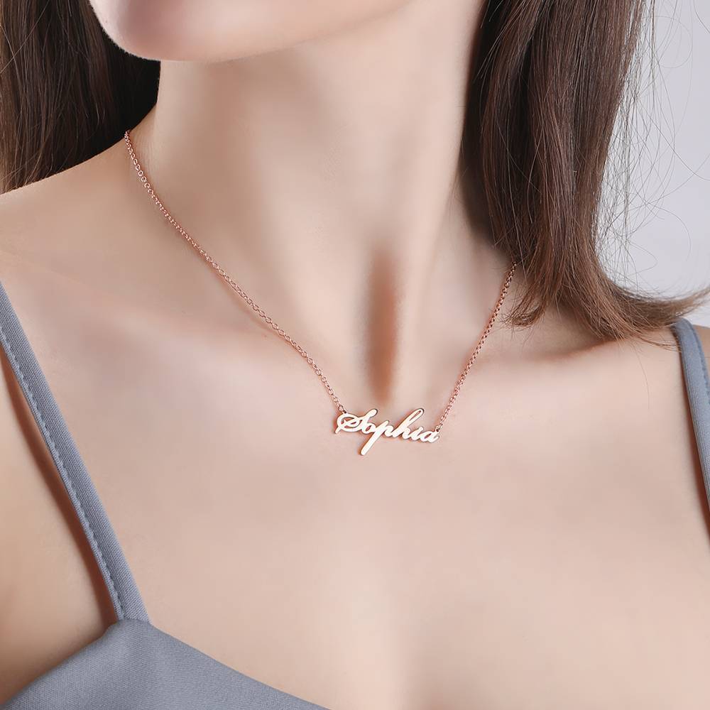 Personalized Name Necklace Rose Gold Plated Silver