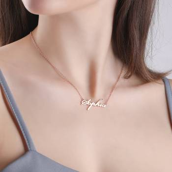 Personalized Name Necklace Rose Gold Plated Silver