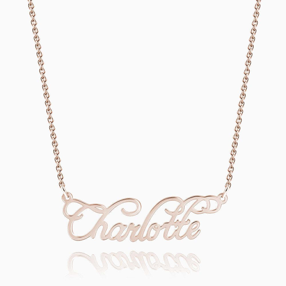 Personalized Cursive Name Necklace Rose Gold Plated Silver