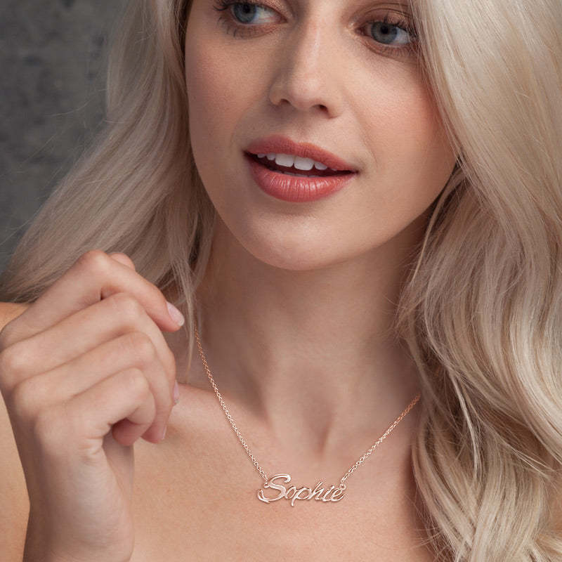 Personalized Name Necklace Rose Gold Plated Silver