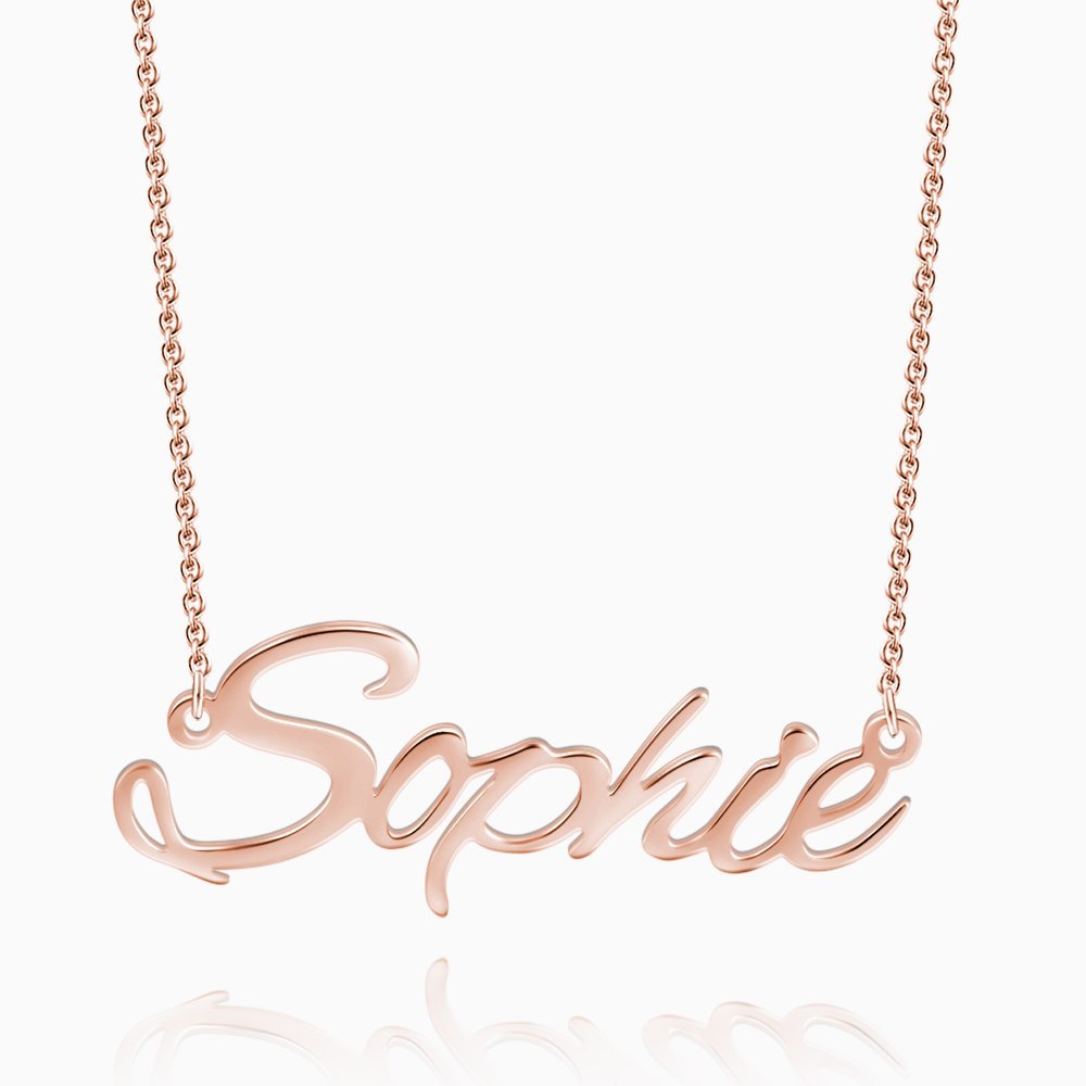 Personalized Name Necklace Rose Gold Plated Silver