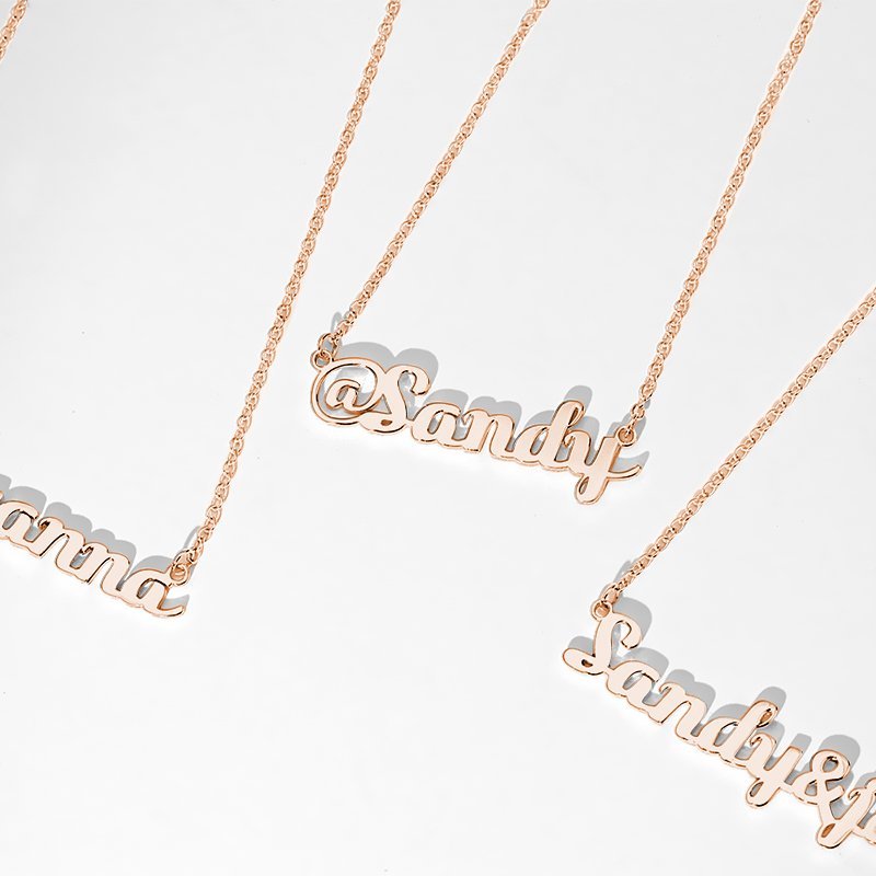 @ Sign Name Necklace Rose Gold Plated Silver