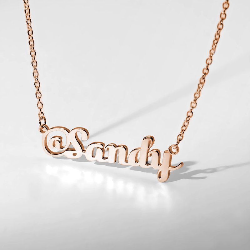 @ Sign Name Necklace Rose Gold Plated Silver