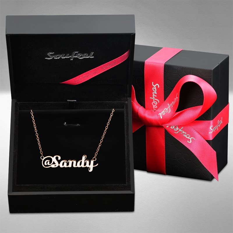 @ Sign Name Necklace Rose Gold Plated Silver