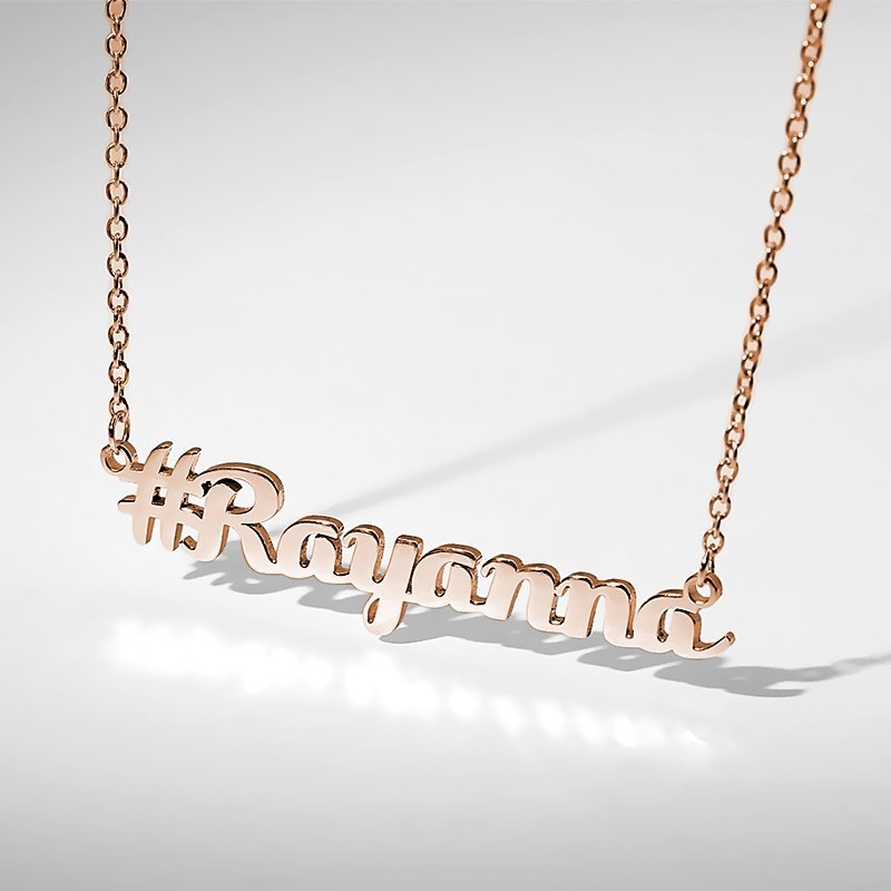 Hashtag Name Necklace Rose Gold Plated Silver