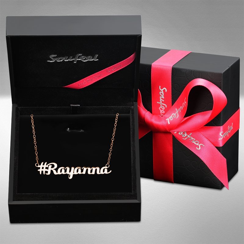 Hashtag Name Necklace Rose Gold Plated Silver