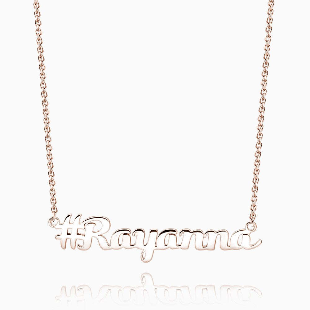 Hashtag Name Necklace Rose Gold Plated Silver