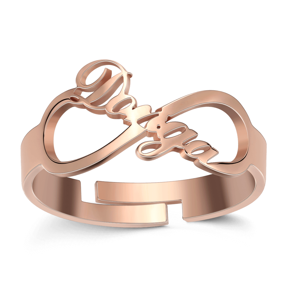 Infinity Name Ring Rose Gold Plated Silver