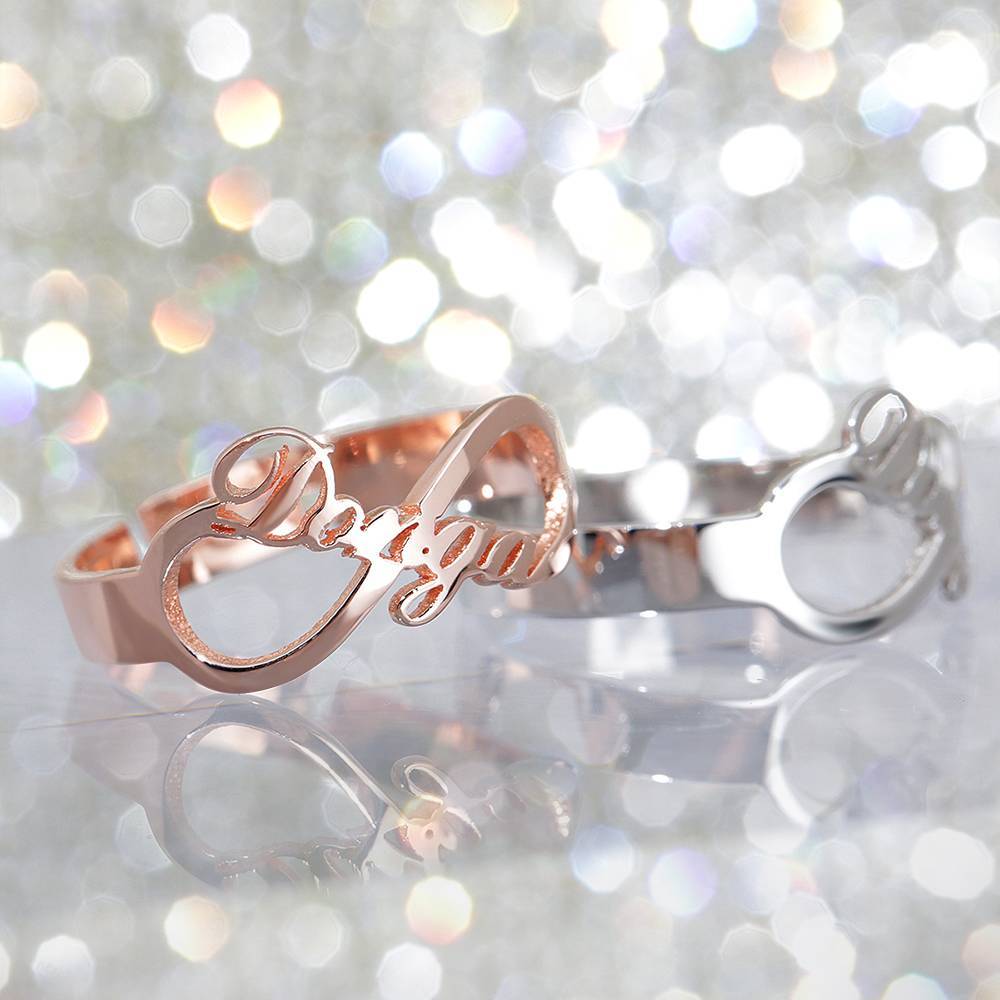 Infinity Name Ring Rose Gold Plated Silver