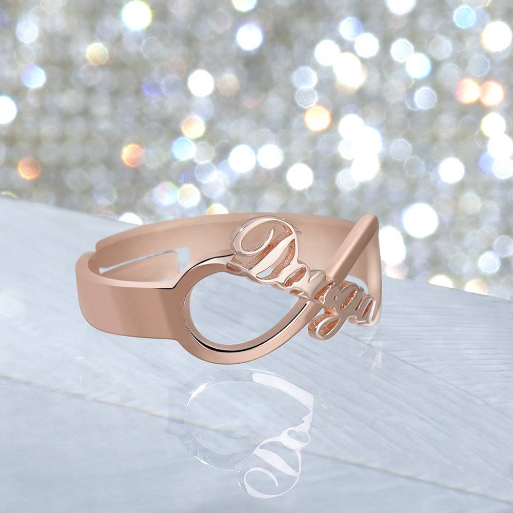 Infinity Name Ring Rose Gold Plated Silver