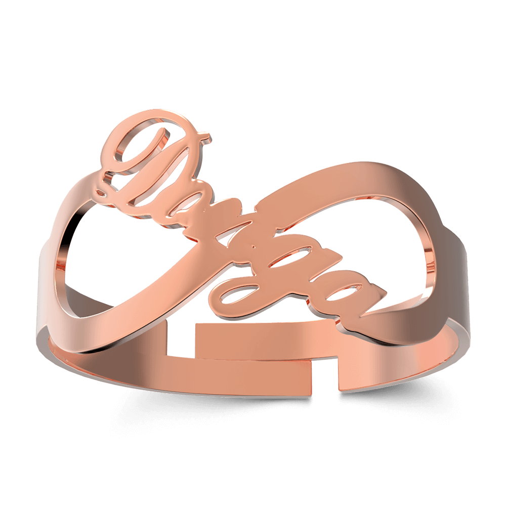Infinity Name Ring Rose Gold Plated Silver