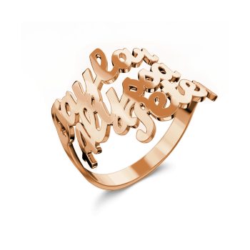 Three Name Ring Rose Gold Plated Silver For Her