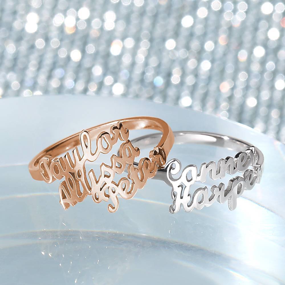 Three Name Ring Silver For Her
