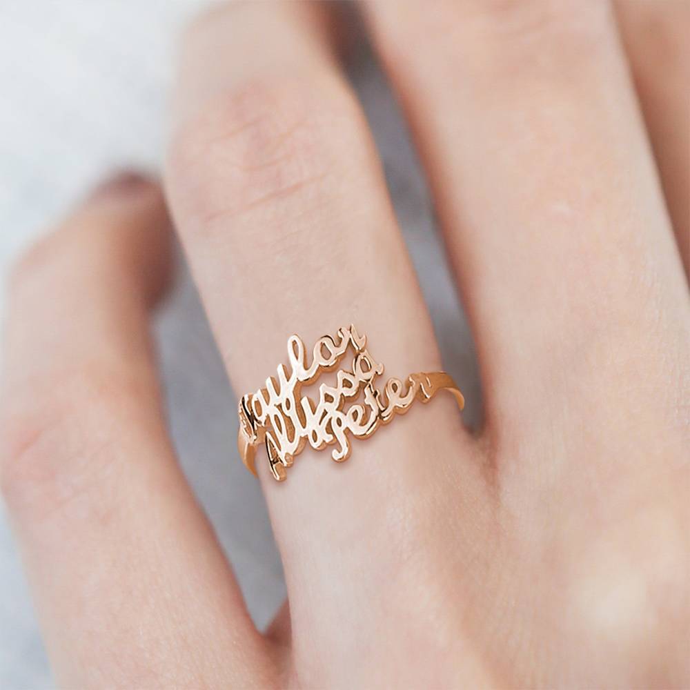 Three Name Ring Silver For Her