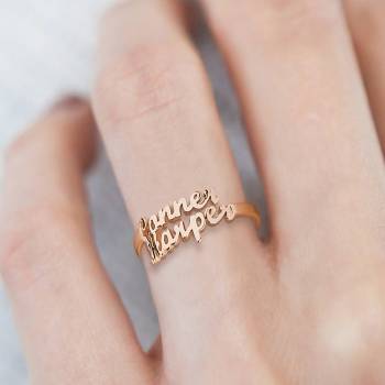 Two Name Ring Rose Gold Plated Silver For Her