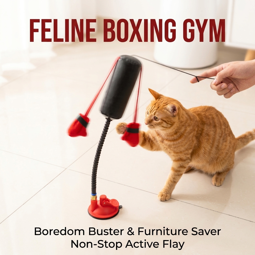 Cat Boxing Bag Toy Interactive Suction Cup Punching Bag Toy Casual Gift for Indoor Pets