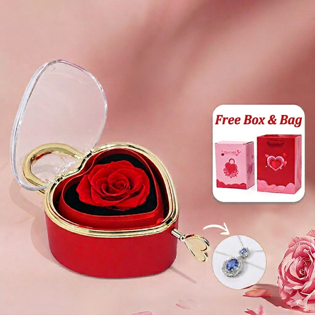 Preserved Rose in Heart-Shaped Gift Box Eternal Flower Gift Box for Mother's Day Gift (Box Only)