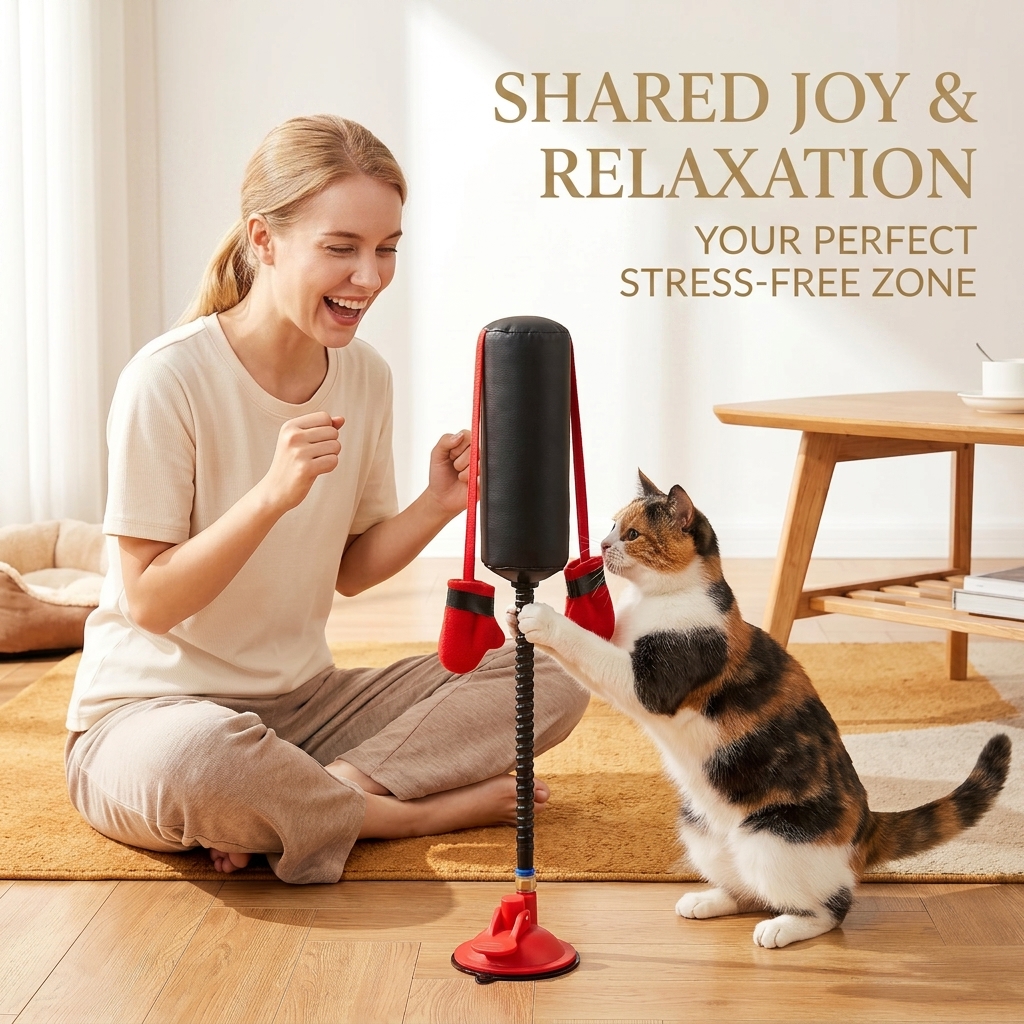 Cat Boxing Bag Toy Interactive Suction Cup Punching Bag Toy Casual Gift for Indoor Pets