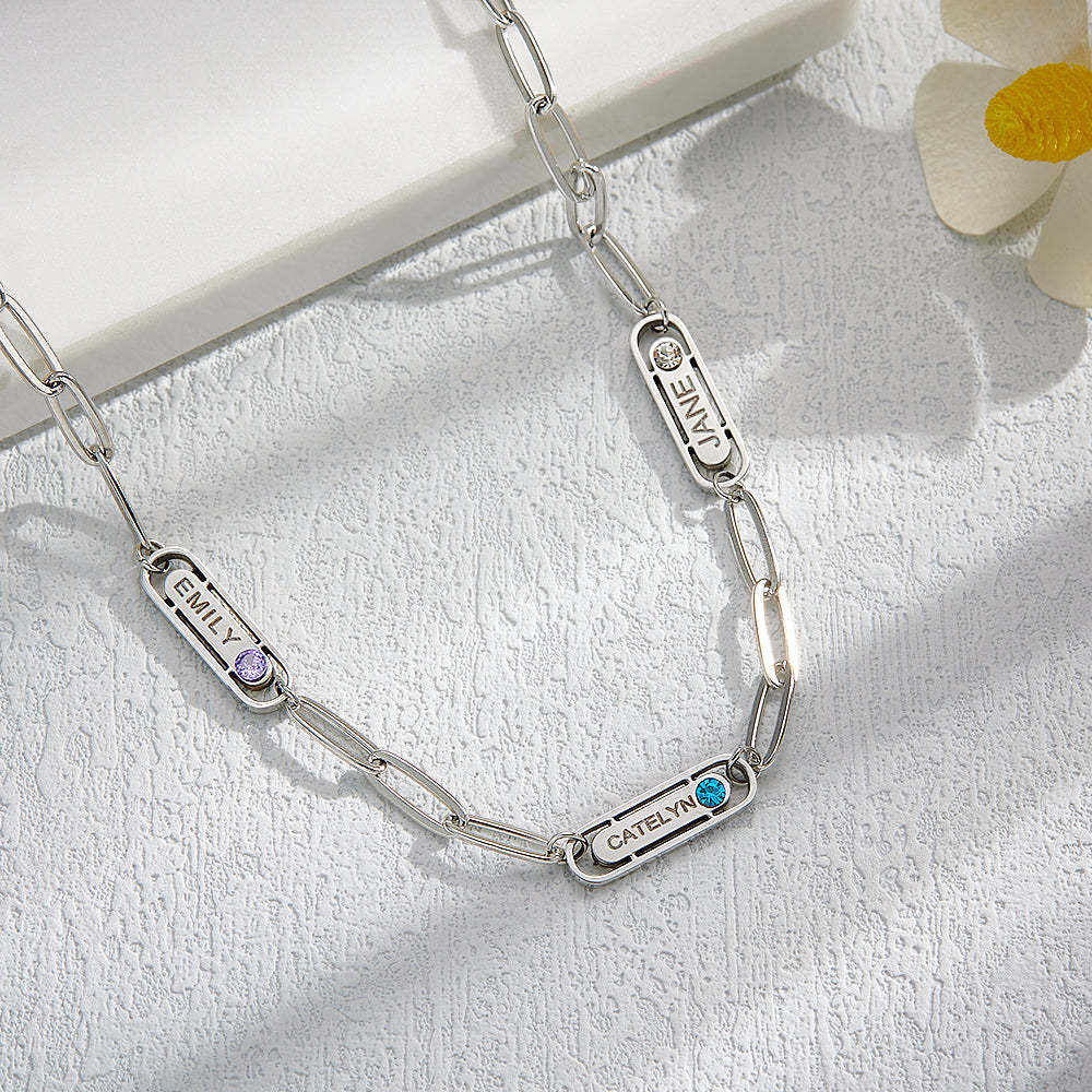 Personalized Name Birthstone Simple Necklace Gift - NameNecklace