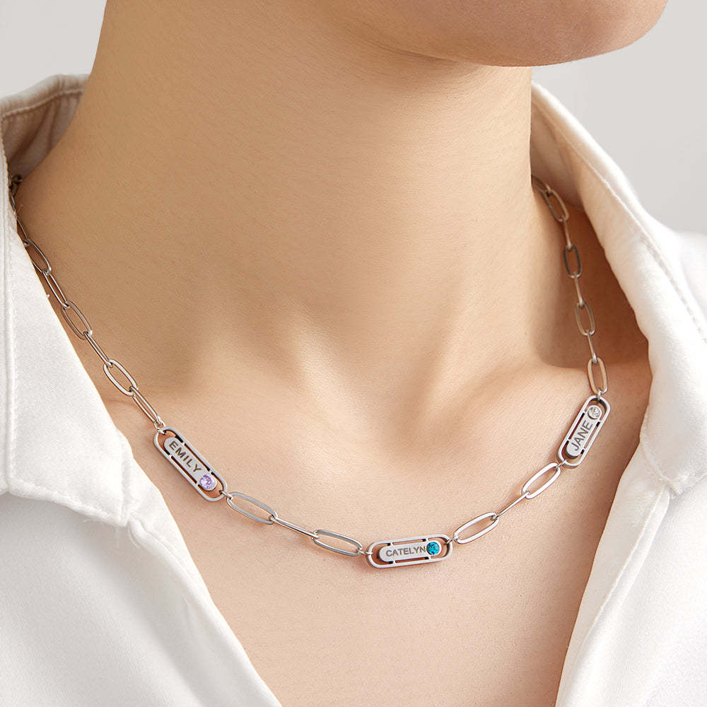 Personalized Name Birthstone Simple Necklace Gift - NameNecklace