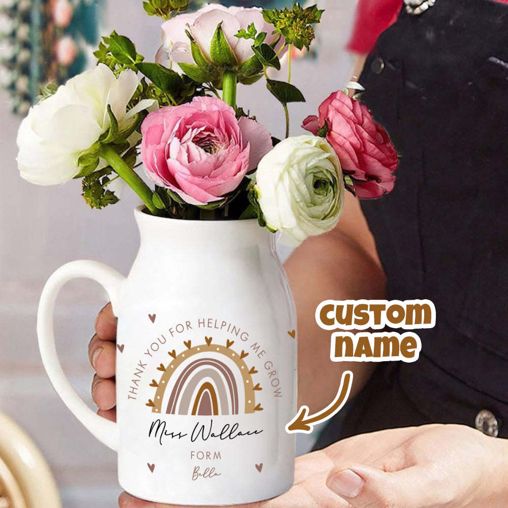 Personalized Teacher Vase Rainbow Vase Back to School Gift for Teacher - NameNecklace