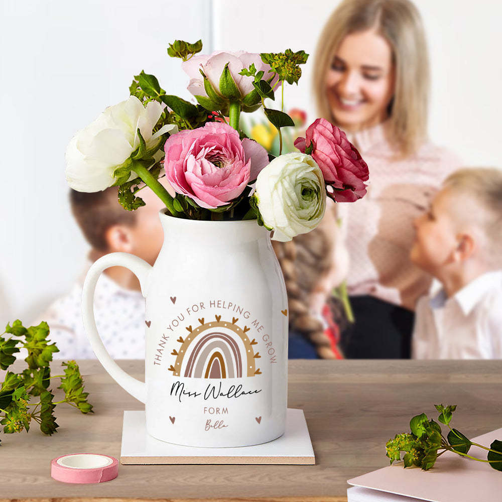 Personalized Teacher Vase Rainbow Vase Back to School Gift for Teacher - NameNecklace