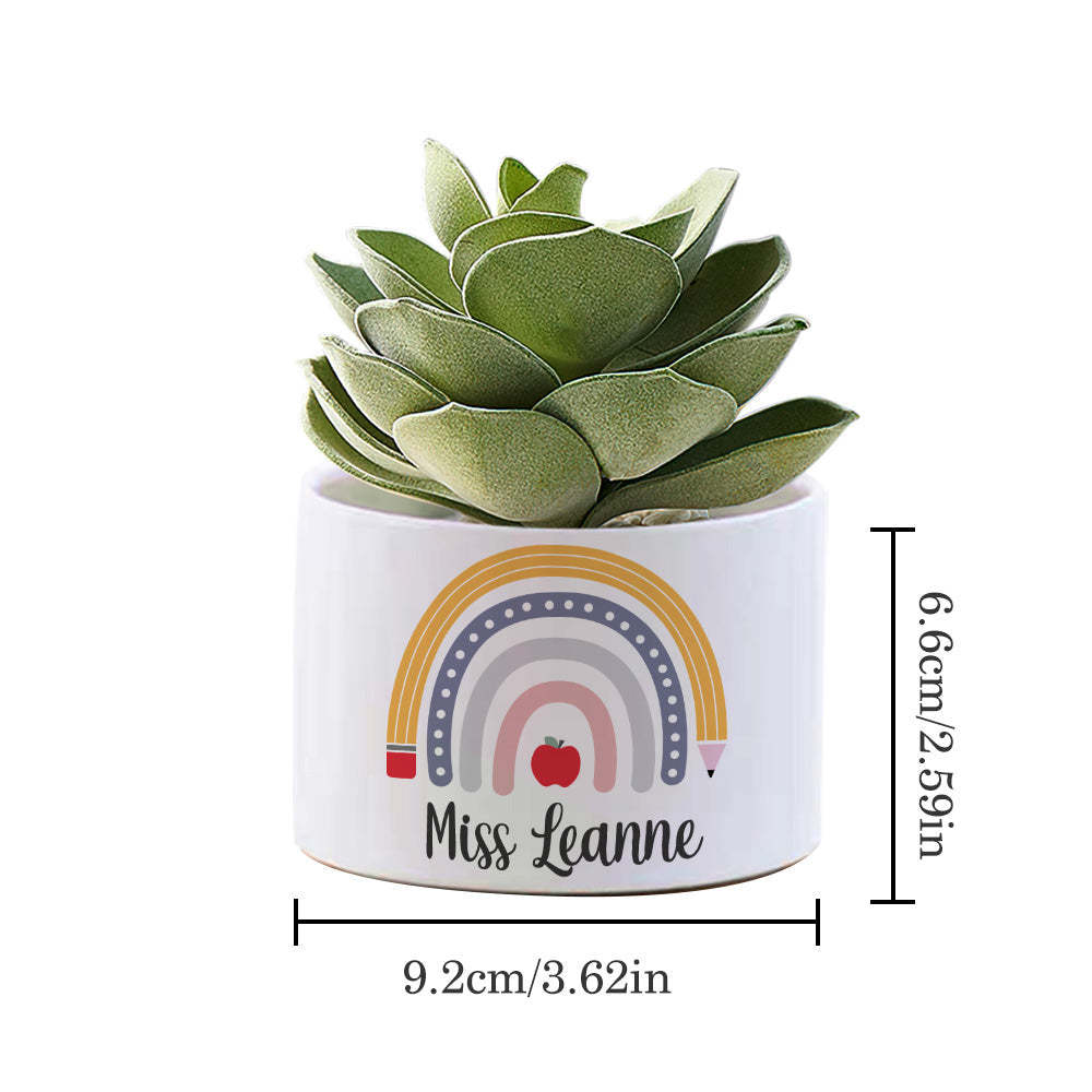 Personalized Teacher Flower Pot Rainbow Planter Back to School Gift for Teacher - NameNecklace