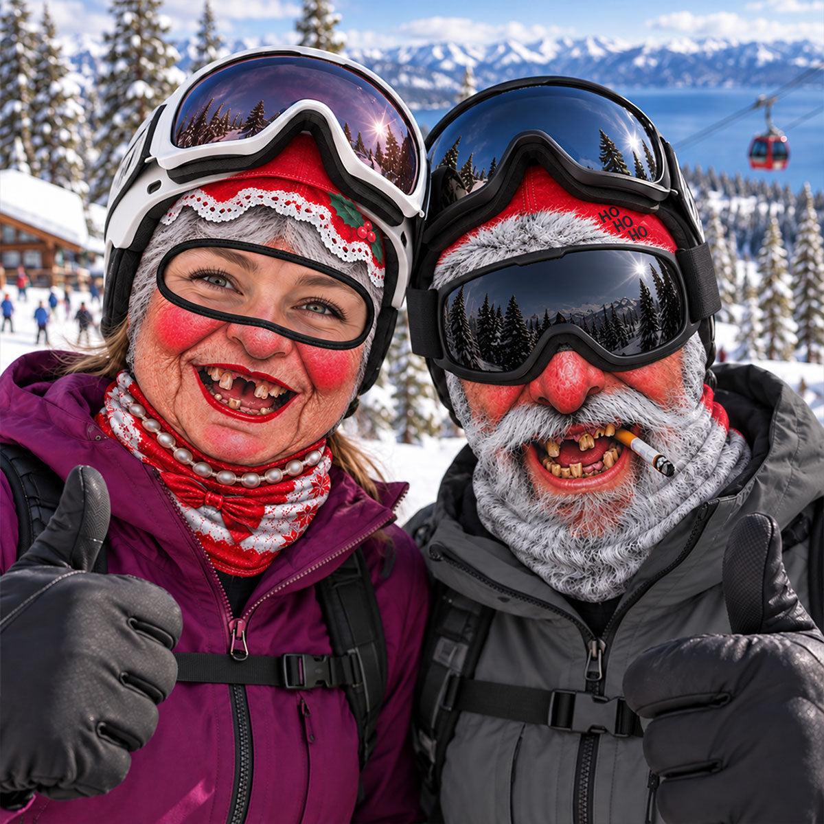 Funny Christmas Old Couple Ski Mask Thermal Winter Face Cover Novelty Old Man Old Woman Ski Mask Thermal Windproof Balaclava For Winter Sports