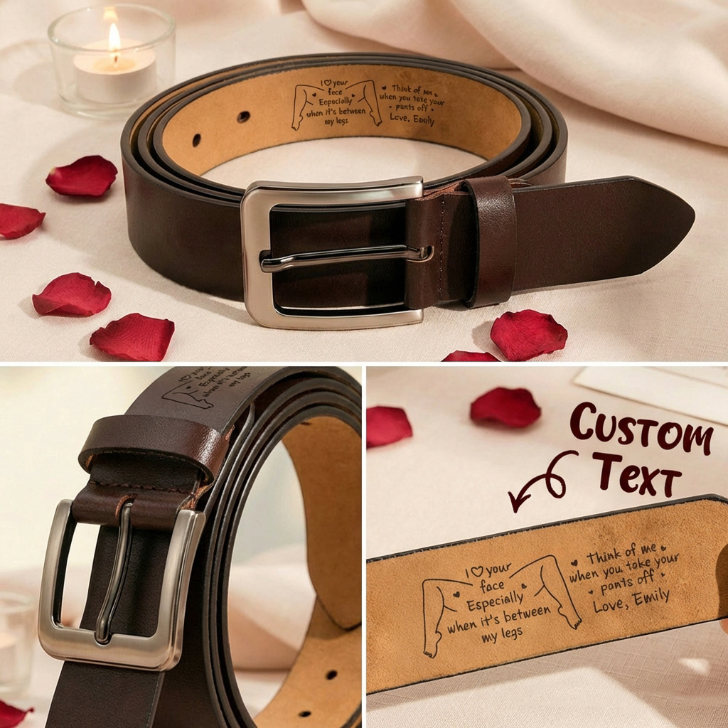 Personalized Cowhide Belt Custom Engraved Genuine Leather Belt Naughty Gift Valentine’s Day Gifts for Him