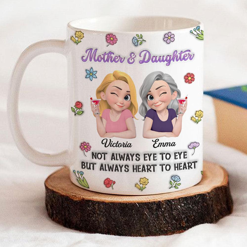Personalized Mother and Daughter Coffee Mug Cartoon Character Ceramic Cup Gift for Mom Custom Name Mug - namenecklace