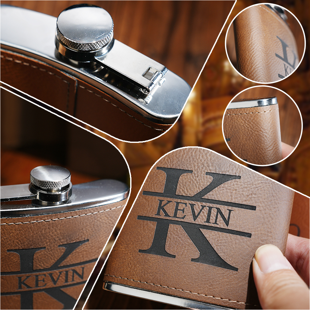Personalized Leather Flask for Men, Groomsmen Gifts, Best Man Gifts, Leather Hip Flask, Custom Engraved Flask for Groomsmen, Wedding Flask