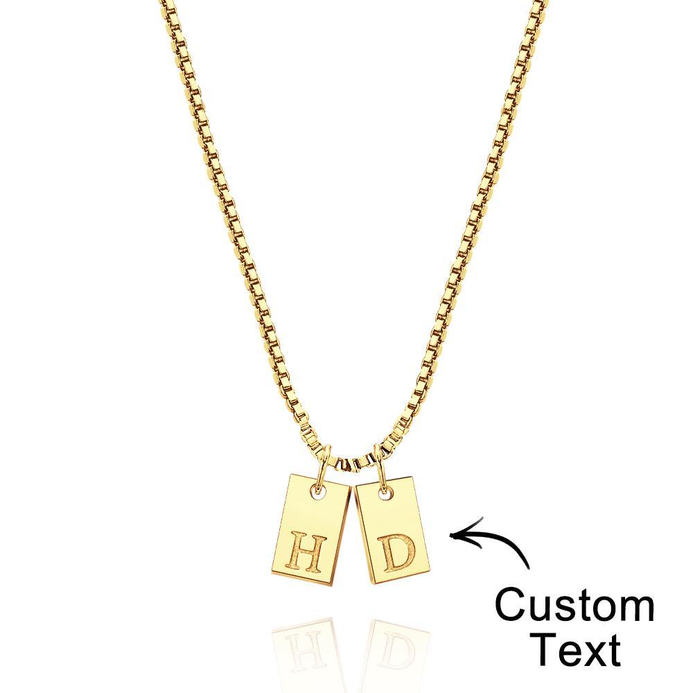 Custom Engraved Necklace Multiple Bar Initial Letter Charm Gifts - NameNecklace