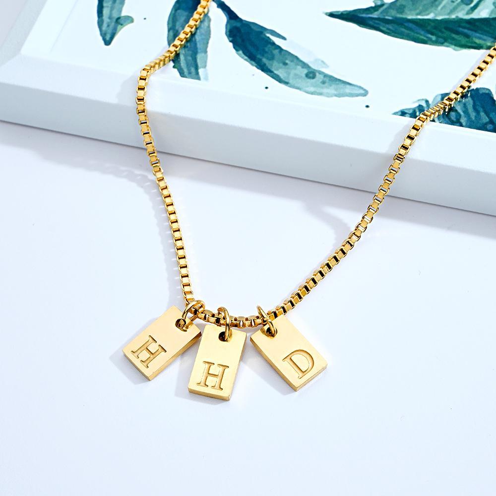 Custom Engraved Necklace Multiple Bar Initial Letter Charm Gifts - NameNecklace