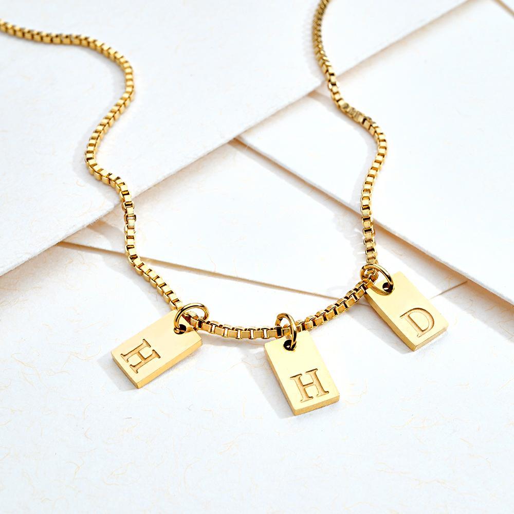 Custom Engraved Necklace Multiple Bar Initial Letter Charm Gifts - NameNecklace
