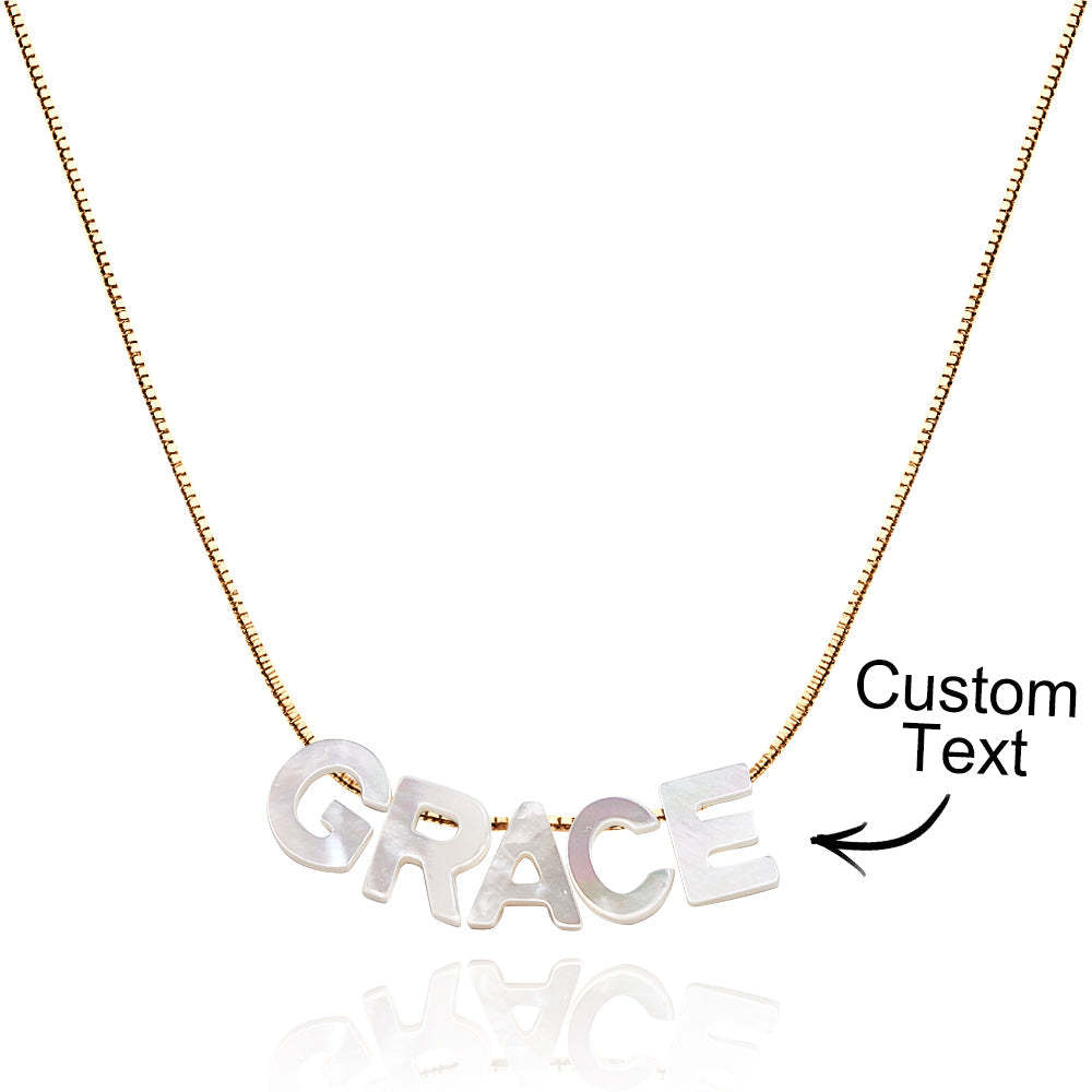 Mother of Pearl Name Necklace Custom Name Silver Necklace - NameNecklace