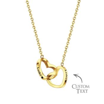 Custom Engraved Necklace Two Hearts Personalized Names Gift for Couples - NameNecklace