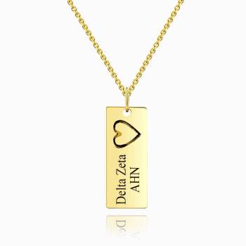 Vertical Bar Necklace For Couples With Engraving 14k Gold Plated Silver