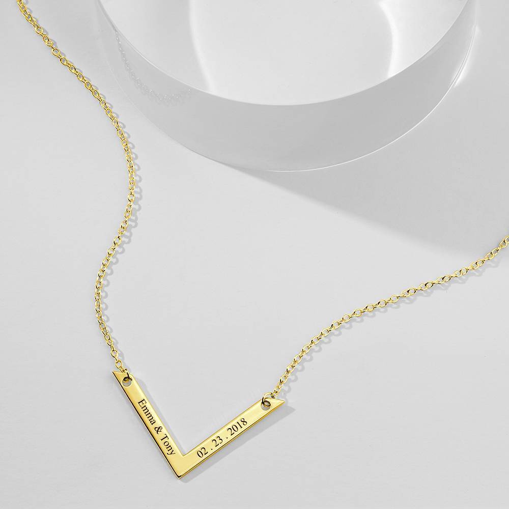 Engraved Bar Necklace 14k Gold Plated Silver